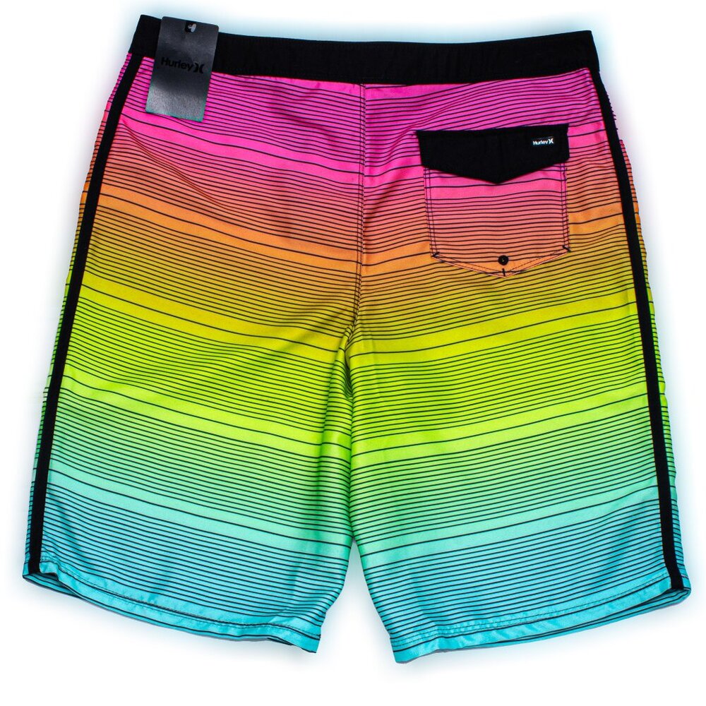 Hurley Boys Board Short – Rainbow Stripe Swim Trunks (Big Kids 10–20 yrs) - Picture 5 of 11